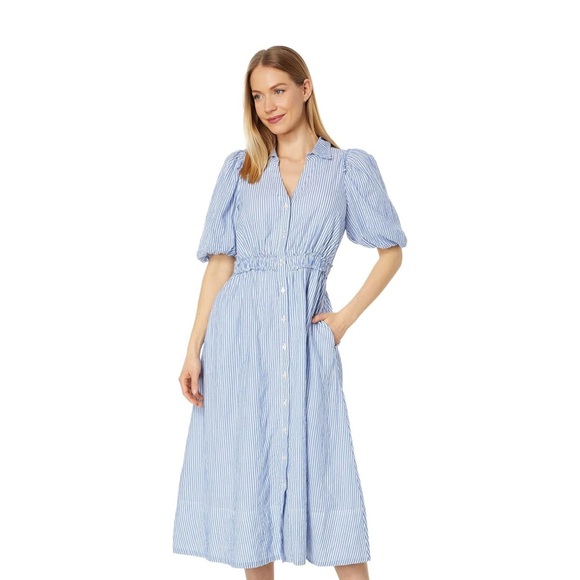 Lilly Pulitzer Dresses & Skirts - Lilly Pulitzer Tassie Elbow Striped Button Down Midi Dress Sz 6